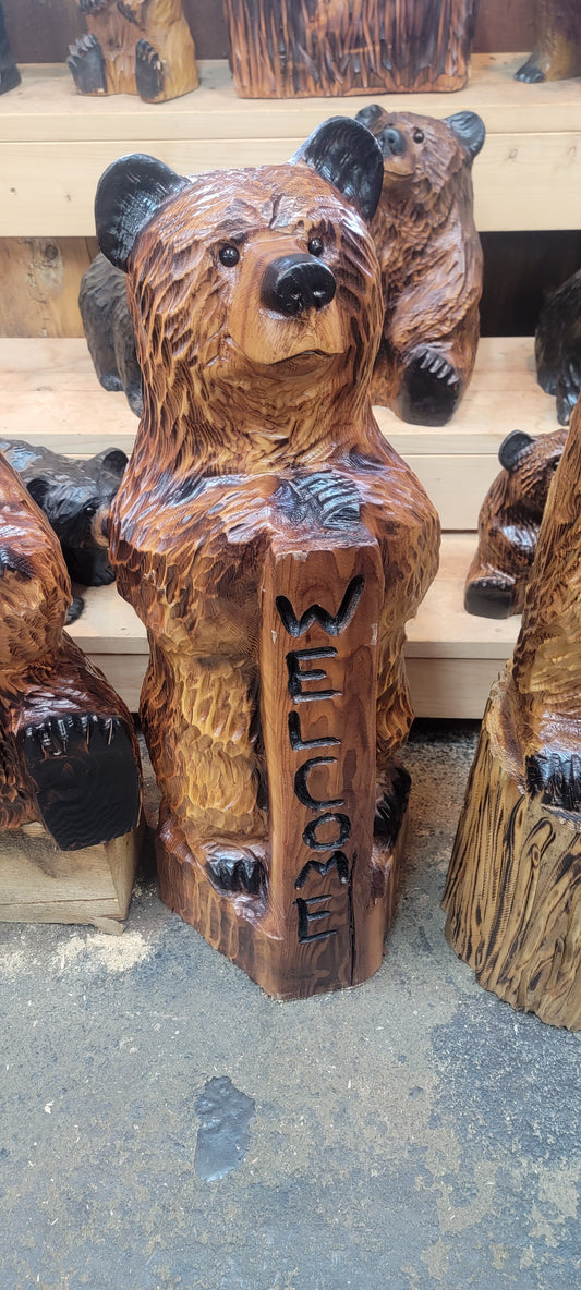 4ft standing bear with welcome sign